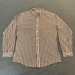 Vintage Chess King Shirt Mens Large Pink Striped Button Down Long Sleeve 80s